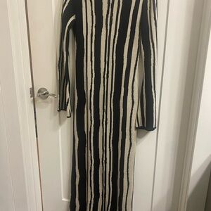 Knit Black and Cream Striped Dress